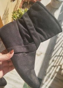 Black Velvet Wedge Booties