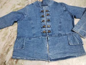 Denim Tunic Top with Button Detail