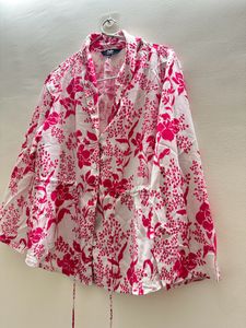 Valentine Special Shawl Collar Floral Print Top