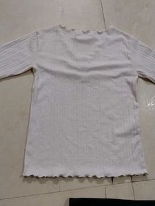 White Ruffle Trim Top