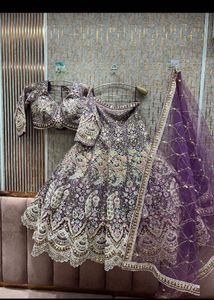 Elegant Purple Embroidered Lehenga Choli Dupatta