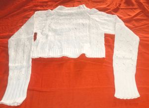 Women Woolen White Top For Winter&#39;s