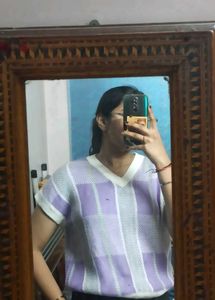 Lavender Checkered Knit Vest