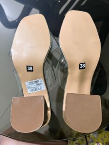 Silver Transparent Block Heeled Sandal