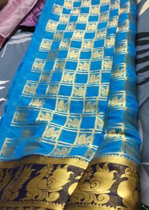 Blue &amp; Gold Saree