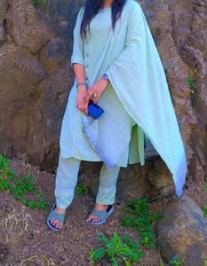 Pure Cotton Pista Designer Kurti Pair