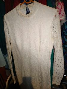 Elegant White Lace Bodycon Dress S-M