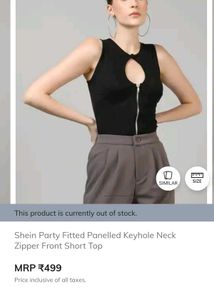 blue colour Key hole Zipper Top