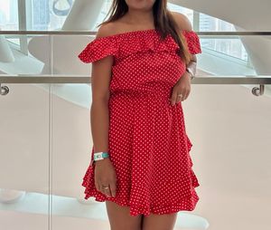 Red Polka Dot Off-Shoulder Dress