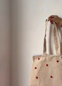 Strawberry painted Tote Bag 🍓