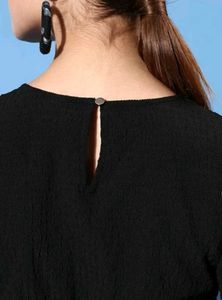 Black Mini Dress with Puff Sleeves