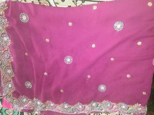 New Purple Saree With Stone EmbroideryBorder