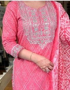 Pink Embroidered Kurta Set for Women