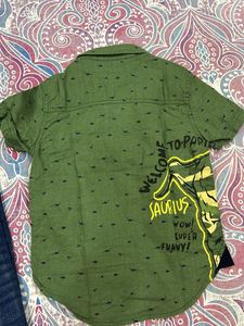 Boys Outfit: Jeans &amp; Green Button-Down Shirt