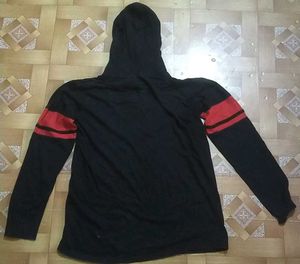 Black &amp; Red Contrast Hoodie