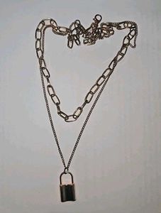 Lock Pendant Layered Chain