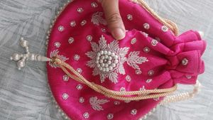Pink Beaded Potli Bag