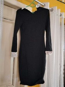 Navy Bodycon Dress With Fullsleeves And Collar