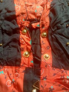 Coral &amp; Black Floral Top