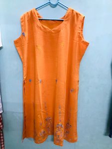 SKD Heavy Georgette With Inner Lining Orange And Blue Coloured , Beautiful Comfortable Night Quality Cloth