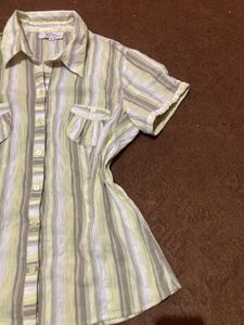 Striped Crinkled-Down Top