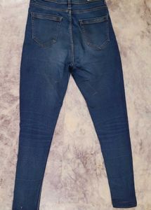 High Waist Dark Blue Denim Jeans