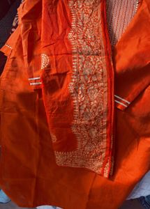 Orange Embroidered Kurta Set