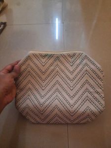 Grey Makeup Pouch And Elephant Print 3 Compartment