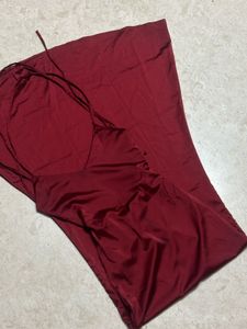 NEWME - ✨ Elegant Burgundy Satin Maxi Dress 💃🌹