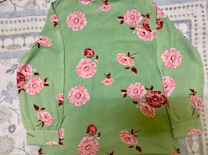 Semi Formal Parrot Green Shirt/Top -Soft Comfort