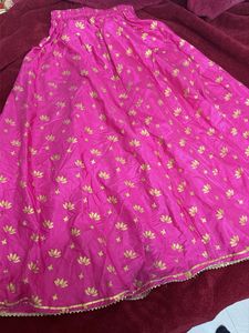 Pink Lotus Print Skirt
