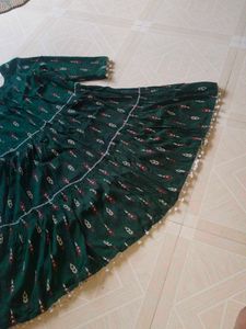 Green Print Mini Dress