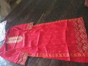 Red Embroidered Kurta Set