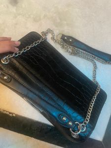 Black Croc Embossed Clutch