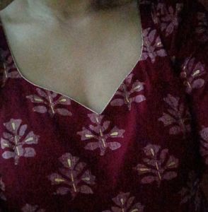 Maroon Printed Kurti Set