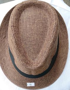Brown Woven Fedora Hat