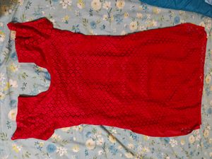 A Line Straight Kurti - Red