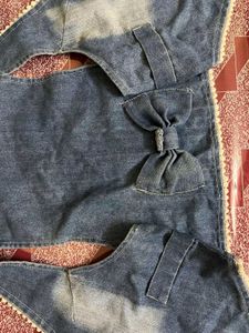 Denim Vest/ Waistcoat with Lace Tri