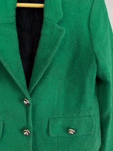 ZARA Green Tweed Blazer