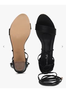 Black Lace-Up Heeled Sandals