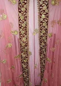 Maroon &amp; Gold Embroidered Lehenga Skirt