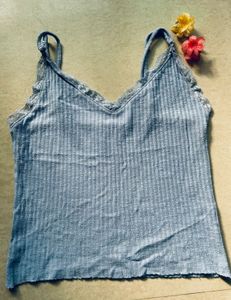 Blue Lace Trim Cami Top