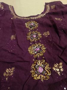 Purple Embroidered Kurta Set
