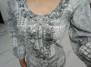Gray Printed Suit