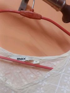 One Time Used Cream Embroidered Kurti