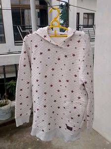 White Star Print Hoodie/ Sweat Shirt