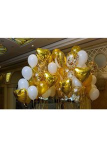 10 Foil Golden  Heart Balloon