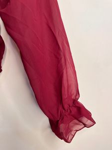 Maroon Puff Sleeves Top