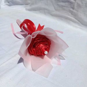 Elegant Red Rose Pin with Pearl