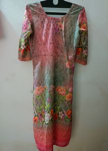 Offer Women Embroidered Cotton Blend Kurtha